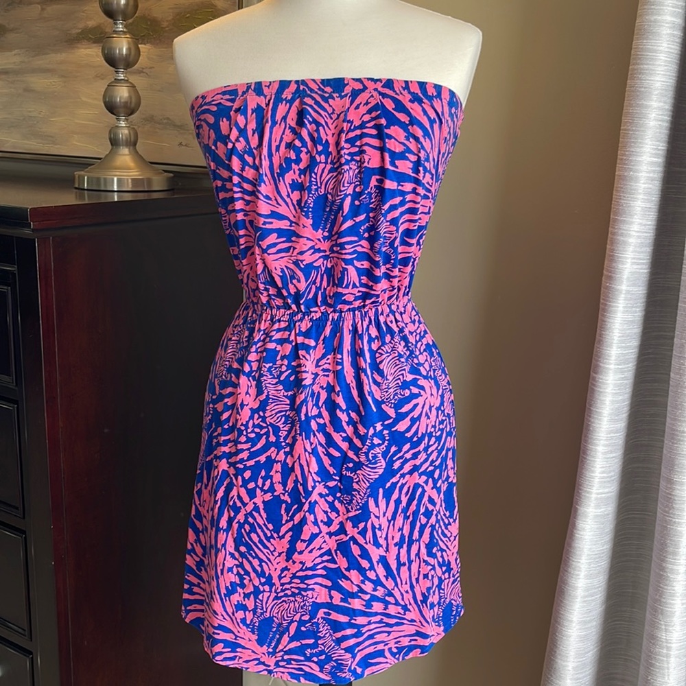 Lilly Pulitzer Rolling in the Grass Windsor Pink XXS strapless dress